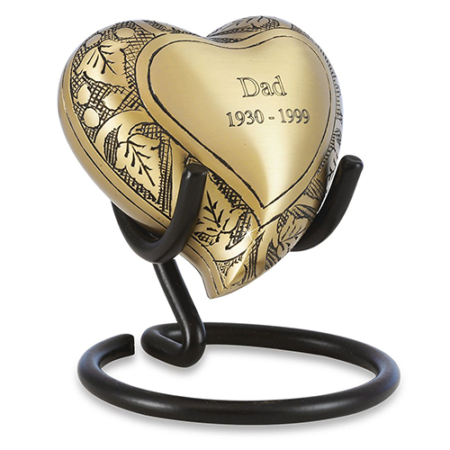 Brass Heart Keepsake Cremation Urn for Ashes