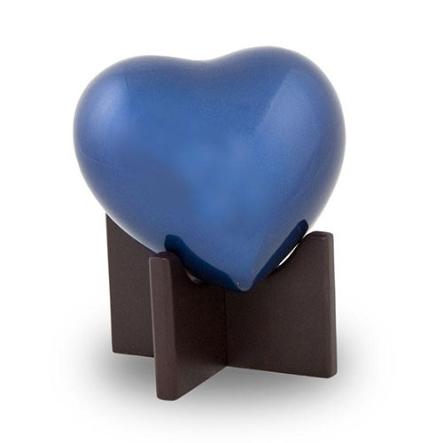 Blue Heart Keepsake Urn For Ashes - Finishing: Polishing