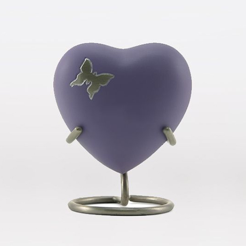Butterfly Engraved Heart Shaped Urn For Human Ashes