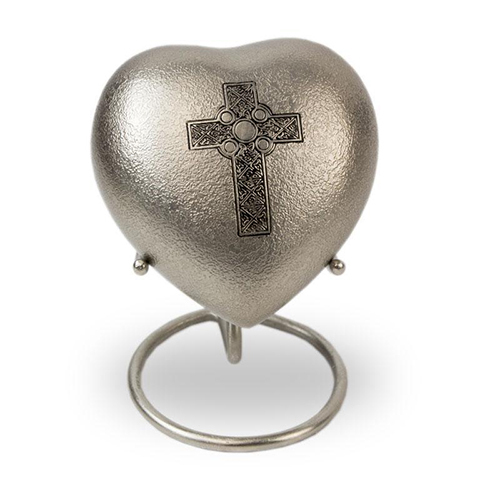 Celtic Cross Brass Heart Keepsake Cremation Urn For Ashes