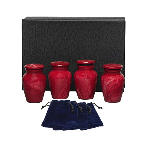 Aluminium Keepsake Cremation Urn Set of 4 with Velvet Bags