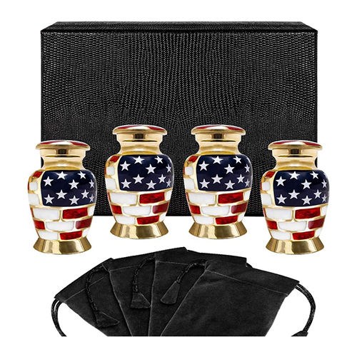 American Flag Brass keepsake Urn Set of 4