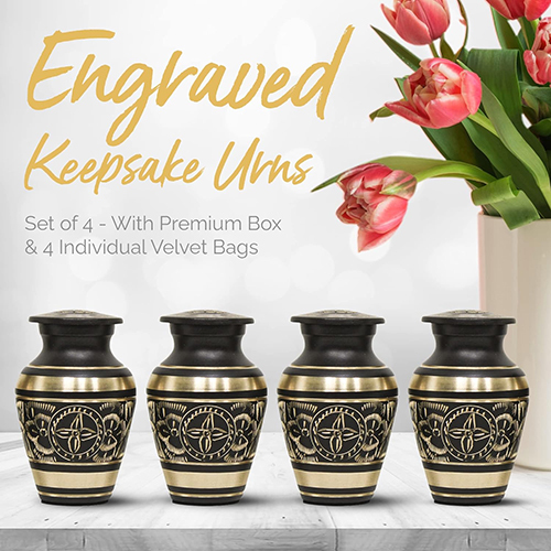 Brass Black Keepsake Elegant Women Cremation Urns Set of 4