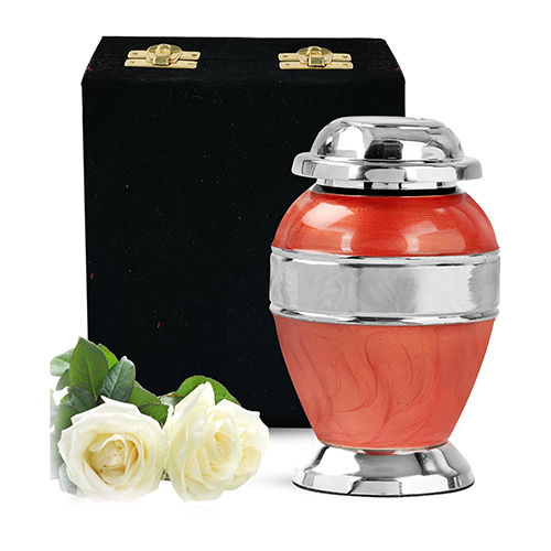 Enameled Brass Keepsake Cremation Urn For Ashes - Finishing: Polishing