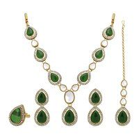 Oval Splendor Mehandi plated Kundan Choker Set