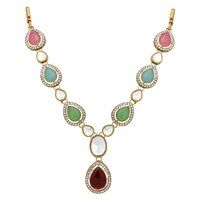 Oval Splendor Mehandi plated Kundan Choker Set.