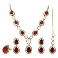 Oval Splendor Mehandi plated Kundan Choker Set..