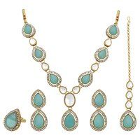 Oval Splendor Mehandi plated Kundan Choker Set....