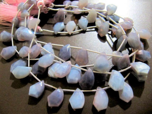 Natural Lavender Blue Opal Mango Shape Faceted 10X15mm Beads Strand 8''Long