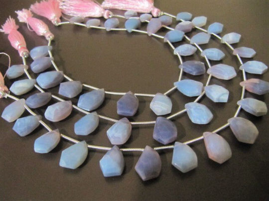 Natural Lavender Blue Opal Mango Shape Faceted 10X15mm Beads Strand 8''Long