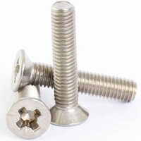 Stainless Steel Csk Slotted Machine Screw - Polished Finish, Round Head Shape, Industrial Use, Silver Color, Premium Quality