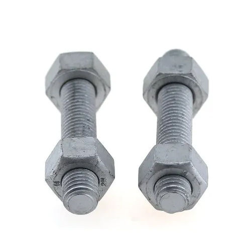 Hot Dip Galvanised B7 Stud With 2H Nuts - Color: Silver