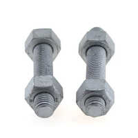 Hot Dip Galvanised B7 Stud With 2h Nuts - En 19/4140 Alloy Steel, Round Shape, Silver Color, Polished Finish, Rust-proof Surface Treatment