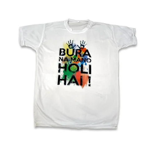 Holi Printed T Shirt - Color: White