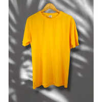 Cotton Blank T Shirt - Cotton Material, Short Sleeves, Yellow Color, O-neck Collar | Unisex Design, Plain Pattern, Warranty Included