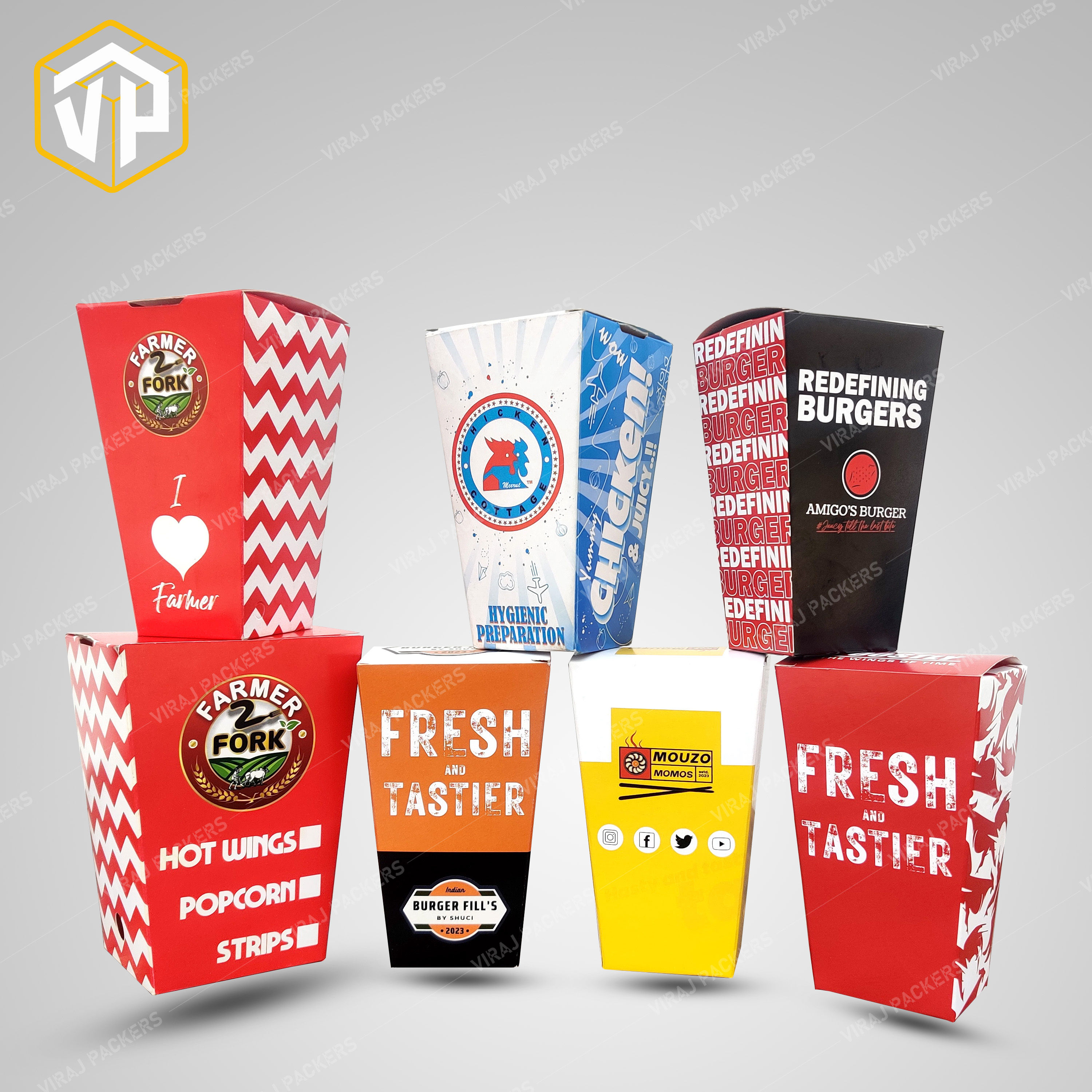 Chicken Popcorn / Strips / Wings Packaging Boxes Manufacturer