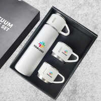 Promotional Vacuum Flask Gift Set - 500ml Stainless Steel, Customized Logo, Elegant White Design, Ideal Corporate Gifting Solution