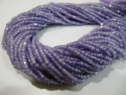 Lavender color Cubic Zirconia Rondelle Faceted Beads 3mm Strand 13 inch long