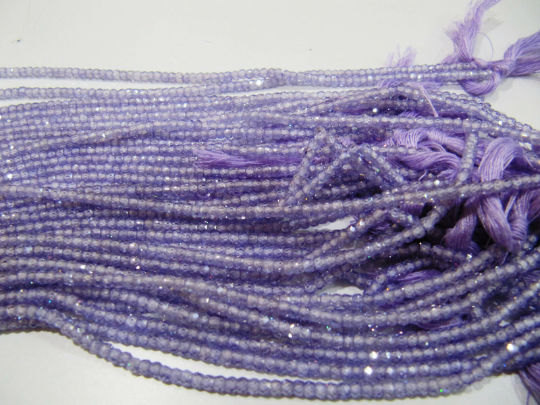 Lavender color Cubic Zirconia Rondelle Faceted Beads 3mm Strand 13 inch long