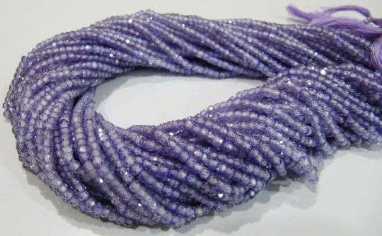 Lavender color Cubic Zirconia Rondelle Faceted Beads 3mm Strand 13 inch long