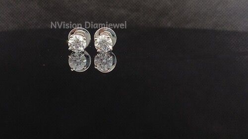 Natural Diamond Spark Solitaire White Gold Earrings