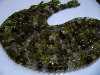 Natural Bio Lemon Quartz Rondelle Faceted Beads 8-10mm String 10''Long