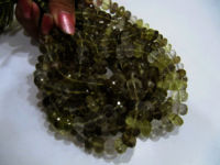 Natural Bio Lemon Quartz Rondelle Faceted Beads 8-10mm String 10''Long