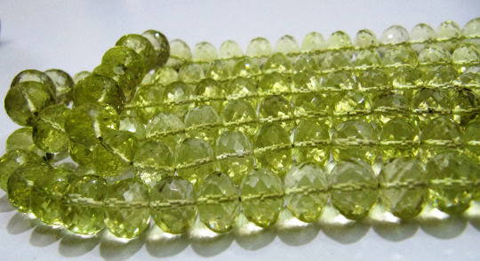 Natural Lemon Quartz Rondelle Faceted 7 to 10mm beads Strand 8 inches long