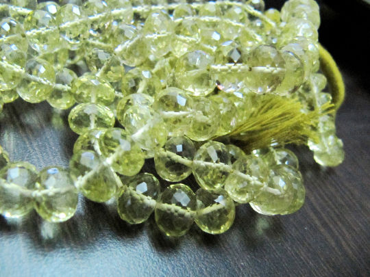 Natural Lemon Quartz Rondelle Faceted 7 to 10mm beads Strand 8 inches long