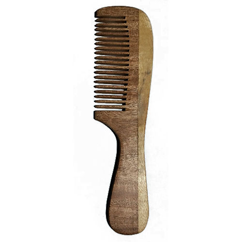 19cm Brown Color Neem Wood Hair Comb - Recommended For: Unisex