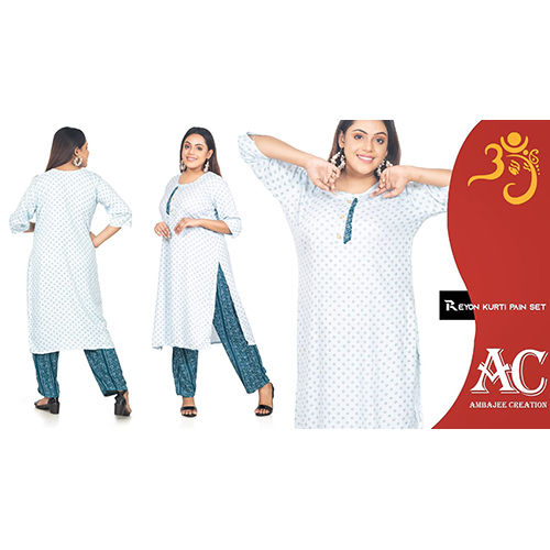 Washable Rayon Kurti Pain Set