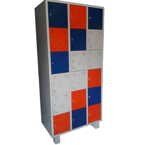 18 Door Industrial Staff Locker - Color: White/Blue/Orange