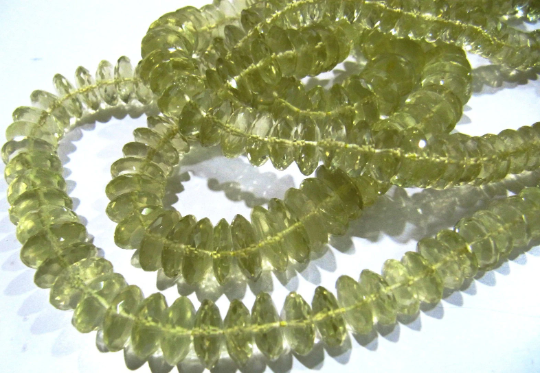 Natural Lemon Quartz Faceted German Cut Shape Beads 6-11mm Strand 8''long