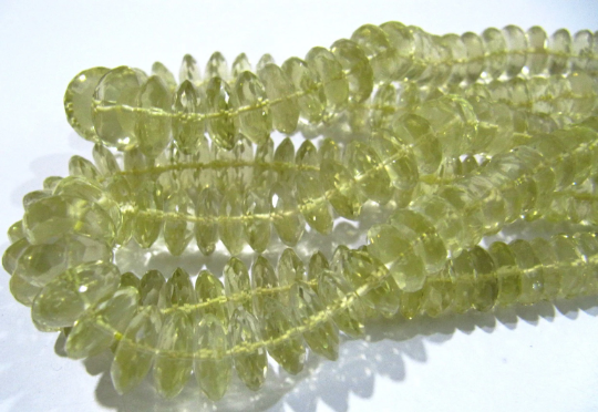 Natural Lemon Quartz Faceted German Cut Shape Beads 6-11mm Strand 8''long