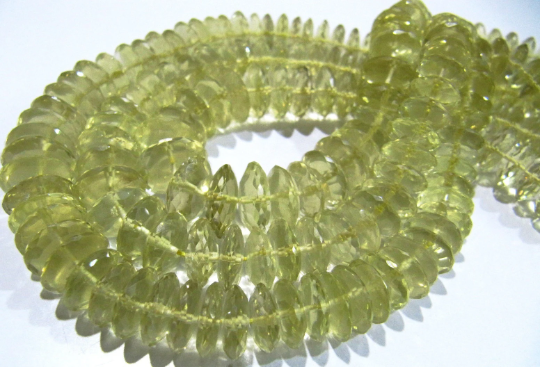 Natural Lemon Quartz Faceted German Cut Shape Beads 6-11mm Strand 8''long