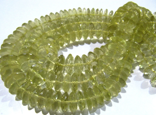 Natural Lemon Quartz Faceted German Cut Shape Beads 6-11mm Strand 8''long