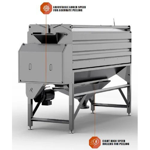 Continuous Abrasive Peeler - Capacity: 400-2000Kgh Kg/Hr