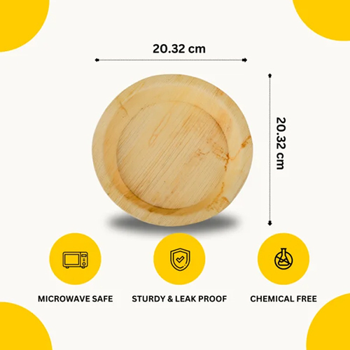 8 Inch Areca Leaf Round Plate
