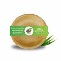 4 Inch Areca Leaf Round Shallow Bowl - Color: Beige