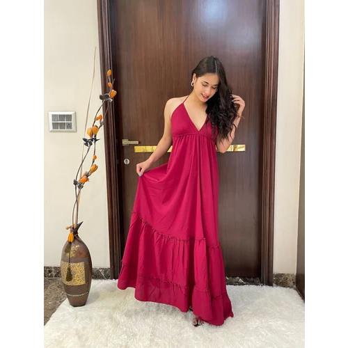 Ladies Maxi Dress - Color: Red