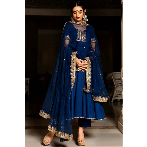 Bridal Designer Anarkali Suit - Color: Blue