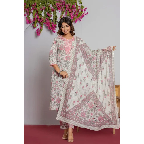 Ladies Designer Print Suit - Color: Pink