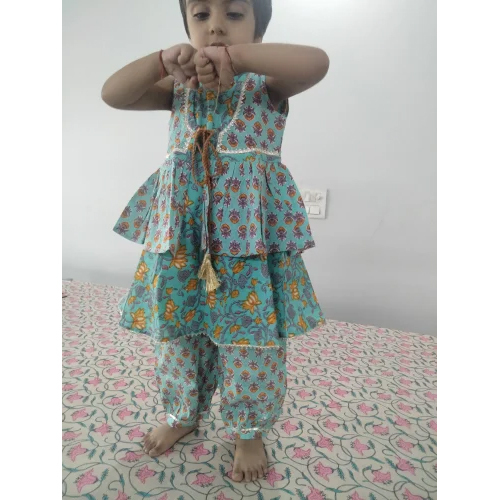Girls Cotton Ethnic Dress - Premium Quality Cotton, Age 3 Years, Lovely Blue Color | Sleeveless Design, Washable & Cool for Summer
