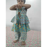 Girls Cotton Ethnic Dress - Premium Quality Cotton, Age 3 Years, Lovely Blue Color | Sleeveless Design, Washable & Cool For Summer