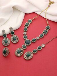 Royal Floral Square Mehandi plated choker necklace set