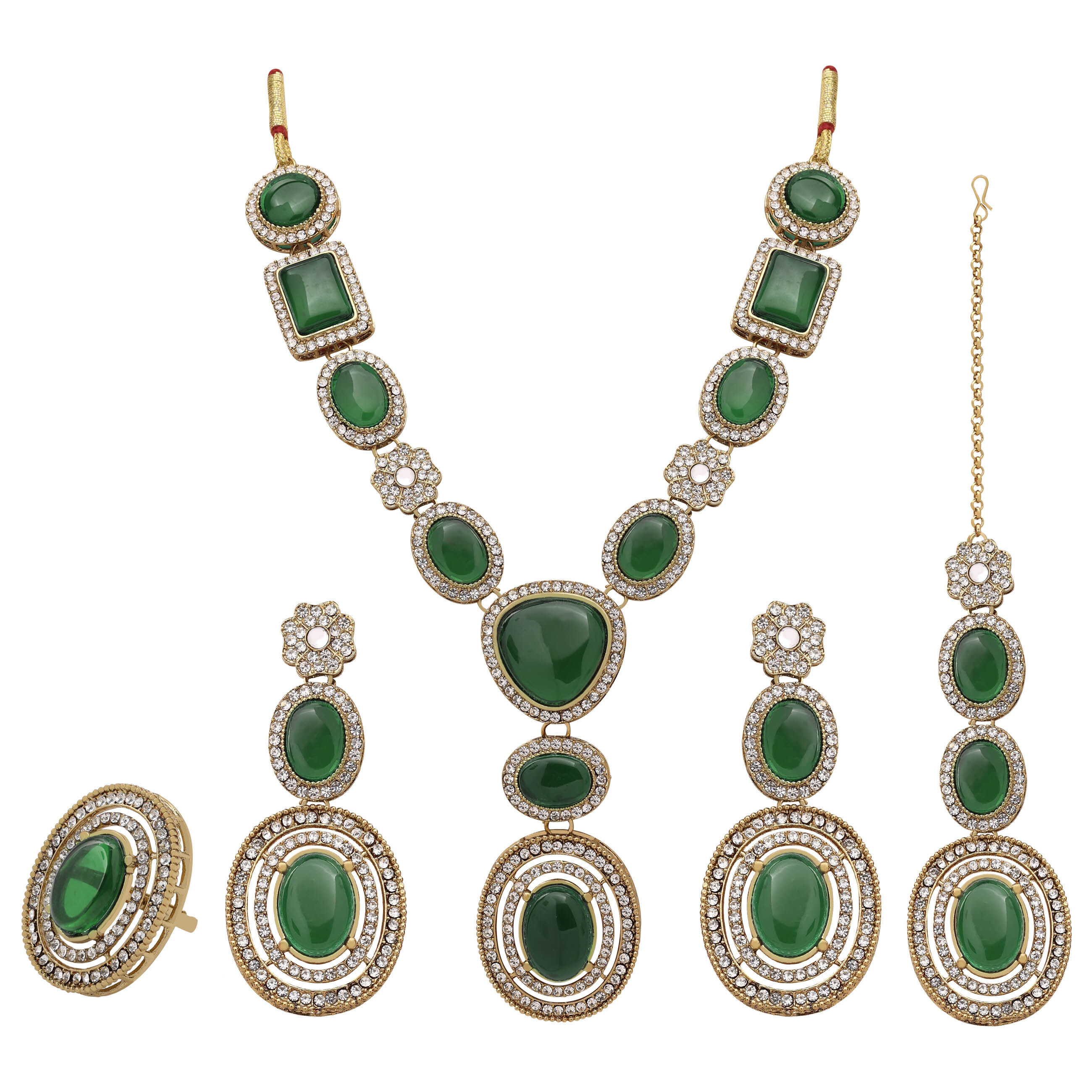 Royal Floral Square Mehandi plated choker necklace set