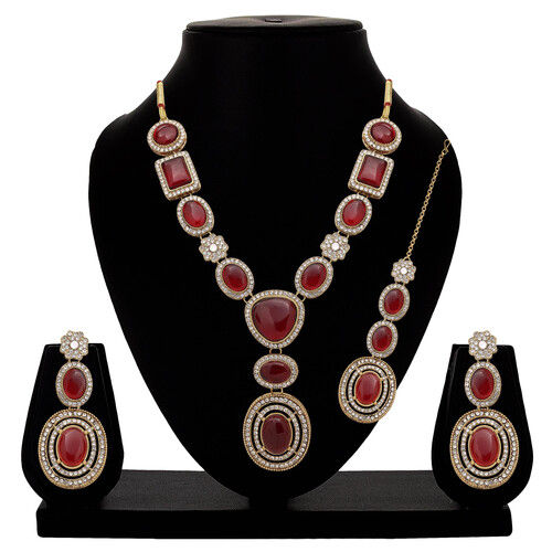 Royal Floral Square Mehandi plated choker necklace set..