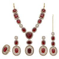 Royal Floral Square Mehandi plated choker necklace set..