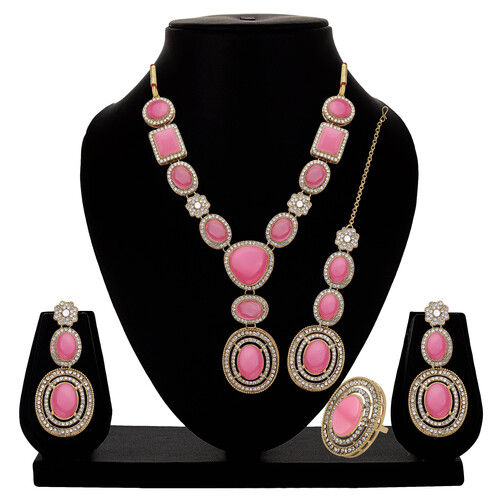 Royal Floral Square Mehandi plated choker necklace set....