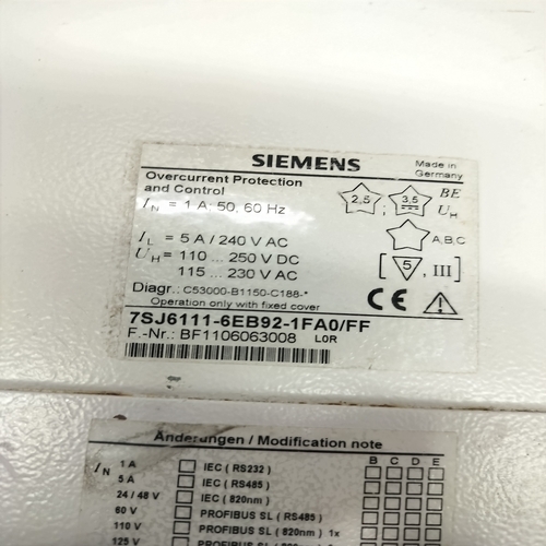 SIEMENS 7SJ6111-6EB92-1FA0/FF OVERCURRENT PROTECTION AND CONTROL